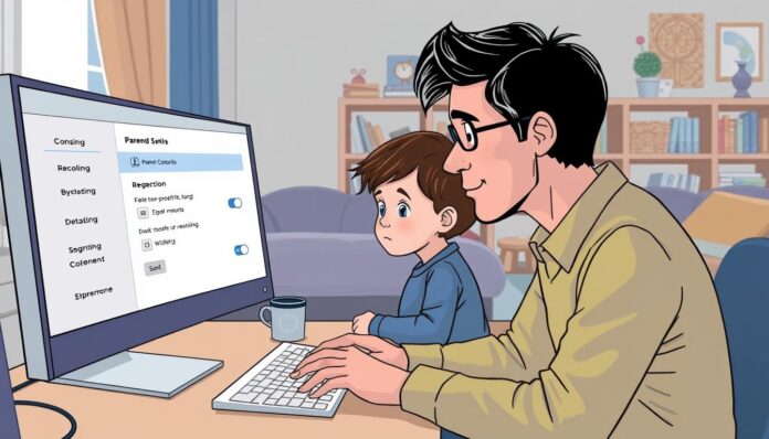 Image of a parent setting up parental controls on a computer